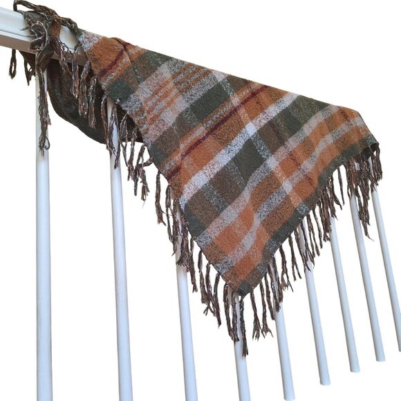 Autumn Fall Cozy Fringed Wrap Scarf ALTARD STATE Shawl Green Orange Wine 75 x 33 - Picture 11 of 15